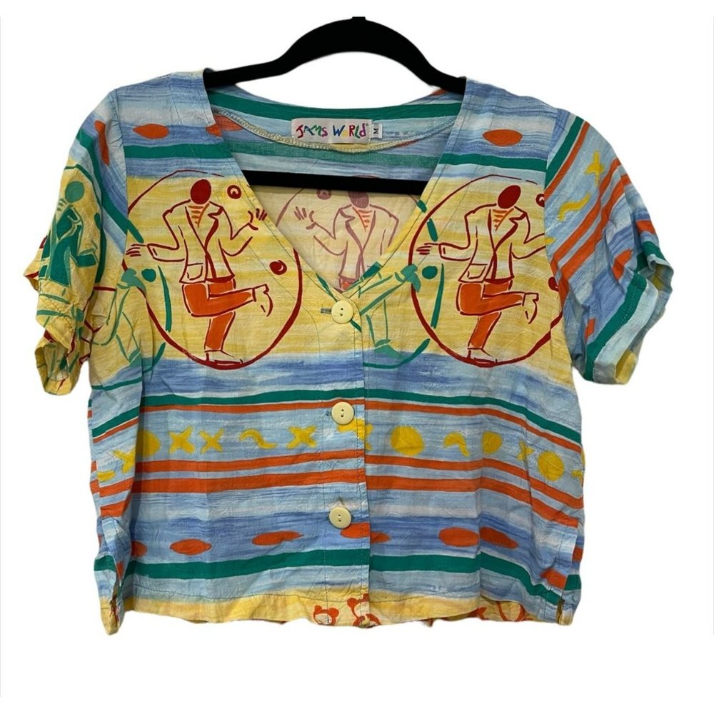 Jams World 90s Dance Mom Button Crop Top